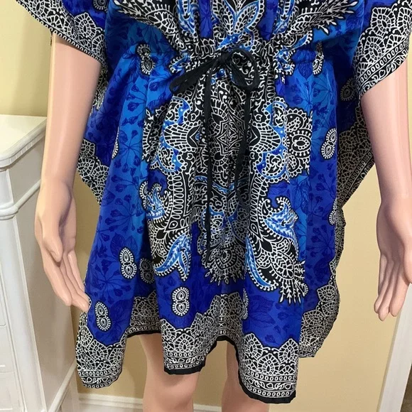 👙Swim Cover Up. V Neck Blue, Black, Cream,  & Turquoise Blue. - Picture 2 of 6